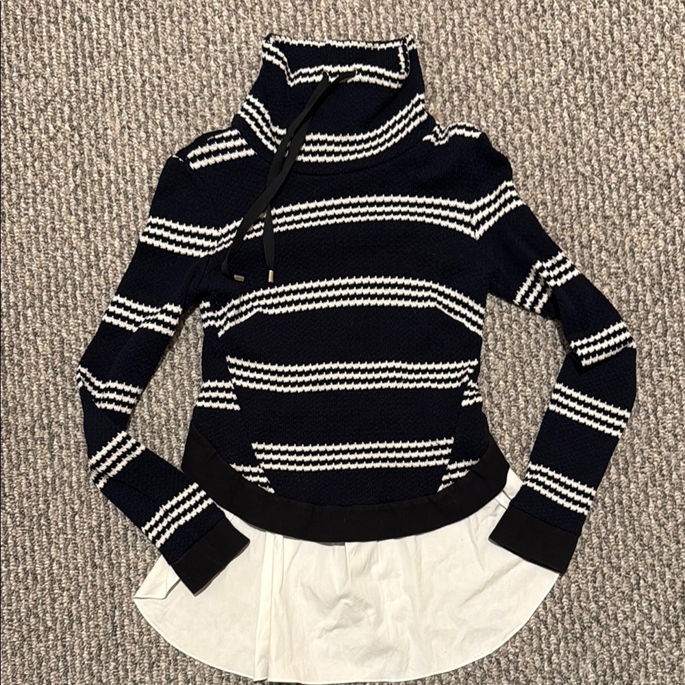Veronica Beard Bianca combo blue white sweater - Picture 2 of 8